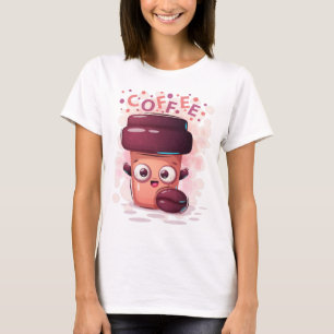 Cute To-go Coffee Cup & Coffee Bean T-Shirt
