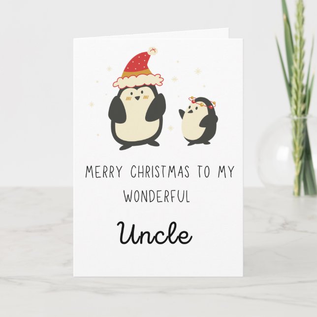 Cute To My Uncle Merry Christmas Holiday Card (Front)