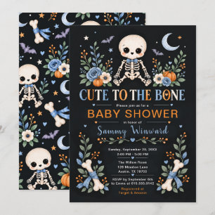 Cute to the Bone Boy Halloween Baby Shower Invitation
