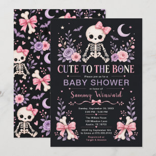 Cute to the Bone Girl Halloween Baby Shower Invitation