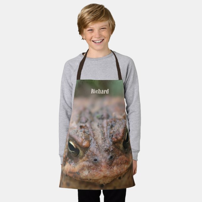 Cute Toad Frog Face Nature Personalised Apron (Worn)