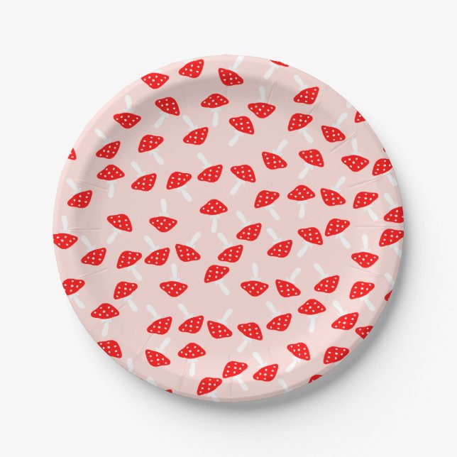Cute Toadstool Mushrooms Paper Plates (Front)