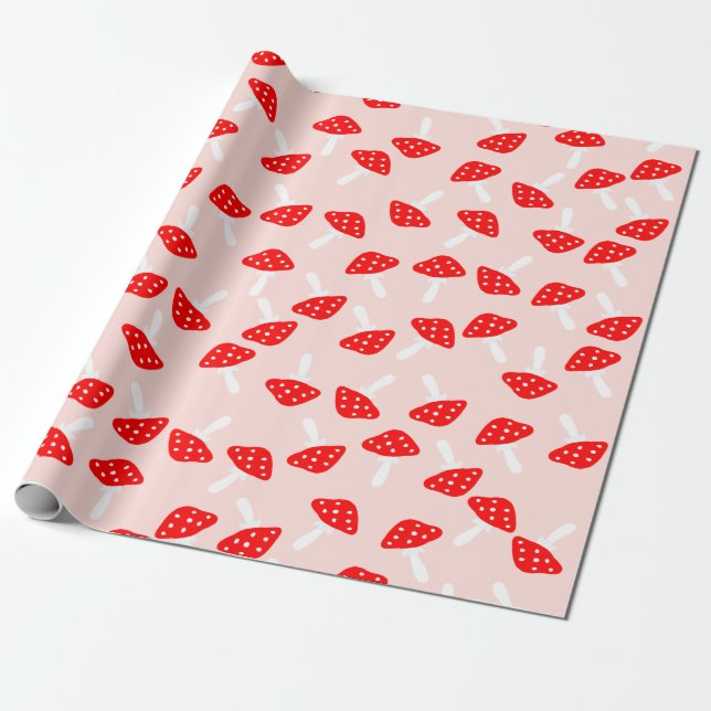 Cute Toadstool Mushrooms Wrapping Paper (Unrolled)