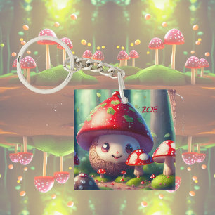 Cute toadstools in the forest - lucky charm  key ring