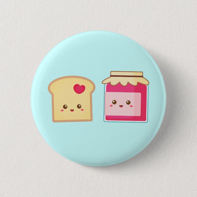 Cute Toast and Strawberry Jam, Spread Love 6 Cm Round Badge (Front)