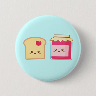 Cute Toast and Strawberry Jam, Spread Love 6 Cm Round Badge