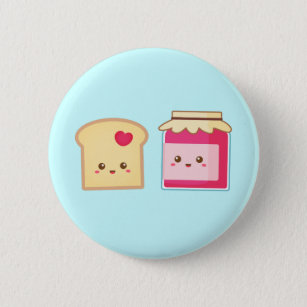 Cute Toast and Strawberry Jam, Spread Love 6 Cm Round Badge