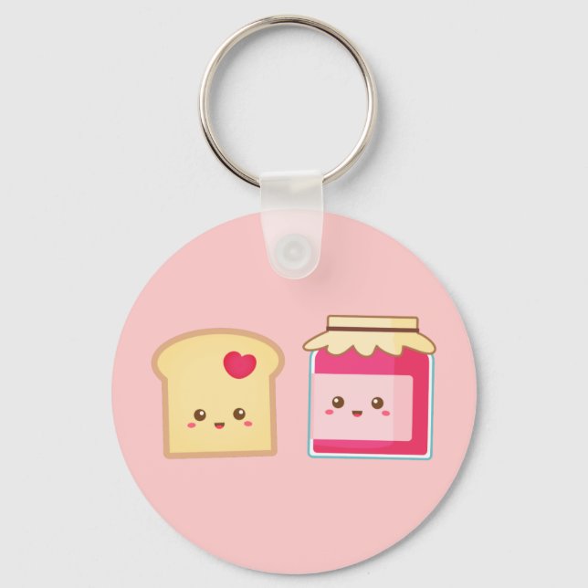 Cute Toast and Strawberry Jam, Spread Love Key Ring (Front)