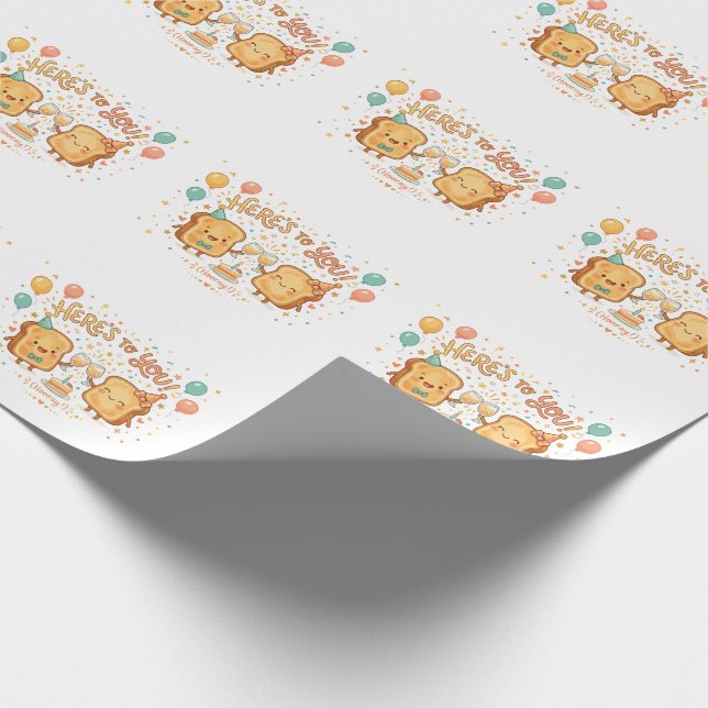 Cute Toast Celebration Greeting Wrapping Paper (Corner)