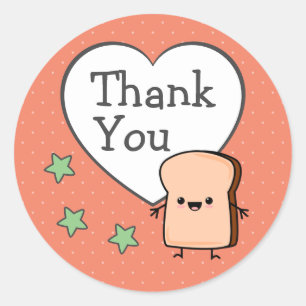 Cute Toast Thank You Classic Round Sticker