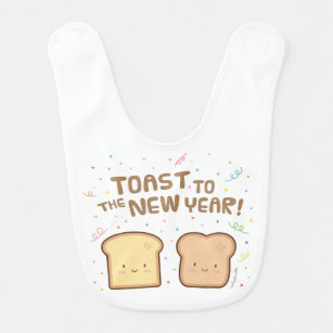 Cute Toast to the New Year Pun Humour Confetti Bib