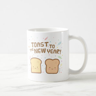 Cute Toast to the New Year Pun Humour Confetti Coffee Mug