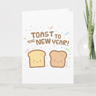 Cute Toast to the New Year Pun Humour Greeting Holiday Card