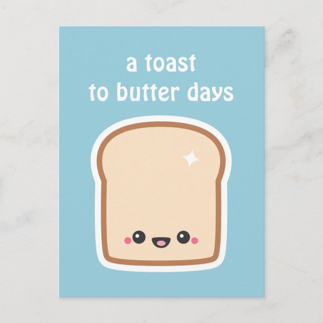 Cute Toast with Happy Face Postcard (Front)