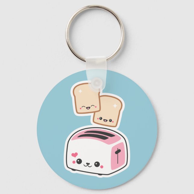Cute Toaster with Happy Toast Key Ring (Front)