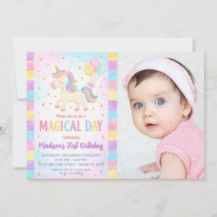 Cute Toddler Unicorn Birthday Invitation