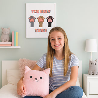 Cute Toe Bean Tribe Cat Paw Trio Design Poster