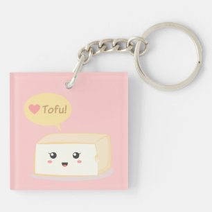 Cute Tofu asking people to love tofu Key Ring
