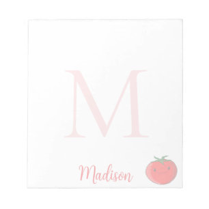 Cute Tomato Custom Name Initial Notepad