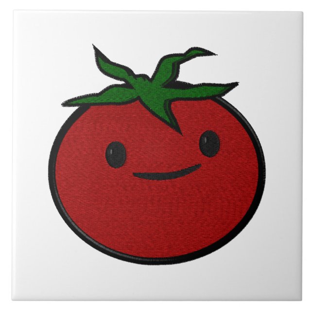 Cute Tomato Embroidery Print Decorative Tile (Front)