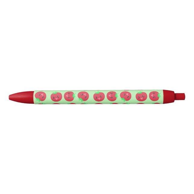 Cute Tomato kawaii vegan Black Ink Pen (Front)