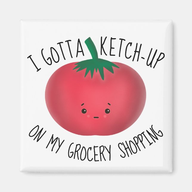 Cute Tomato Ketchup Grocery Shopping Magnet (Front)