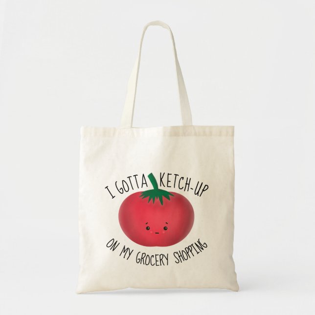 Cute Tomato Ketchup Grocery Shopping Tote Bag (Front)