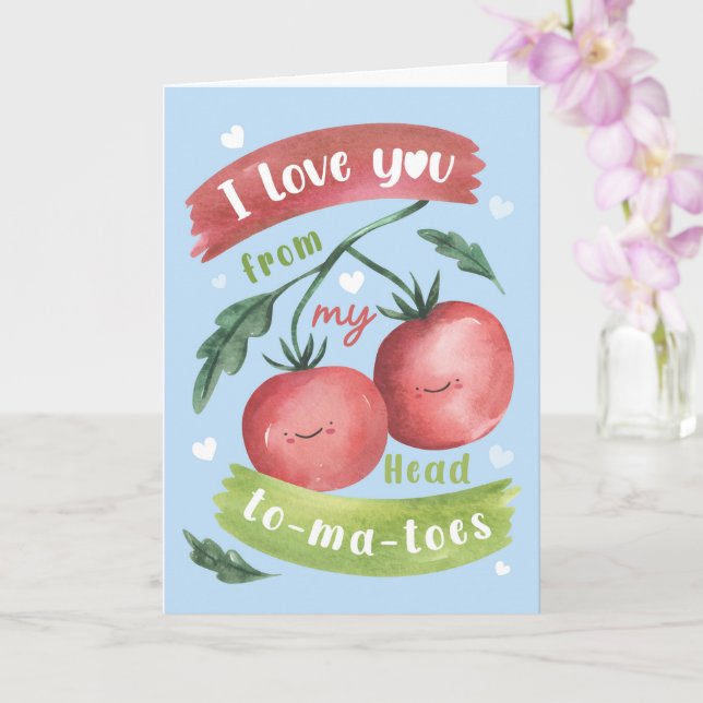 Cute Tomato Valentine’s Card – Head to-Ma-Toes (Orchid)
