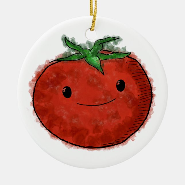 Cute Tomato Watercolor Ornament (Front)