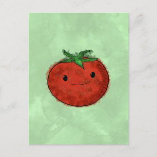 Cute Tomato Watercolor Postcard