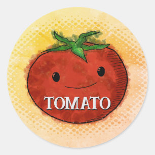 Cute Tomato Watercolor Vintage Print Style Classic Round Sticker
