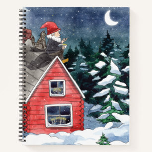 Cute Tomten Swedish Christmas Gnome Watercolor Notebook