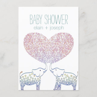 Cute Tons of LOVE Elephant Baby Shower Neutral Invitation