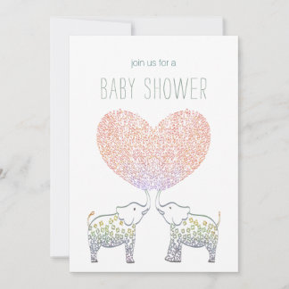 Cute Tons of LOVE Elephant Heart BABY SHOWER Invitation