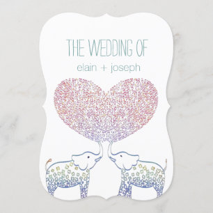 Cute Tons of LOVE Elephant Heart Wedding Invites