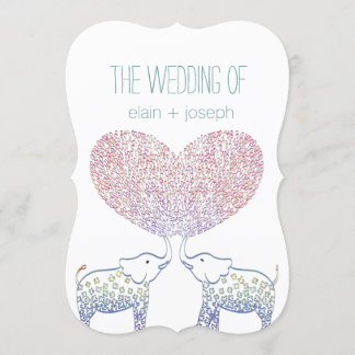 Cute Tons of LOVE Elephant Heart Wedding Invites