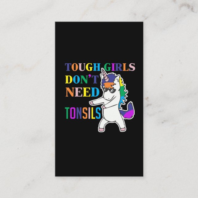 Cute Tonsil Removal Surgery Unicorn Girl Recovery Business Card (Front)