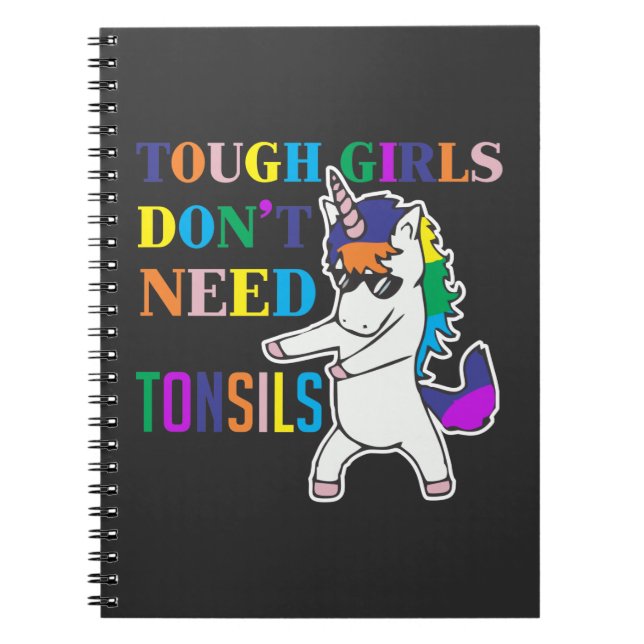 Cute Tonsil Removal Surgery Unicorn Girl Recovery Notebook (Front)