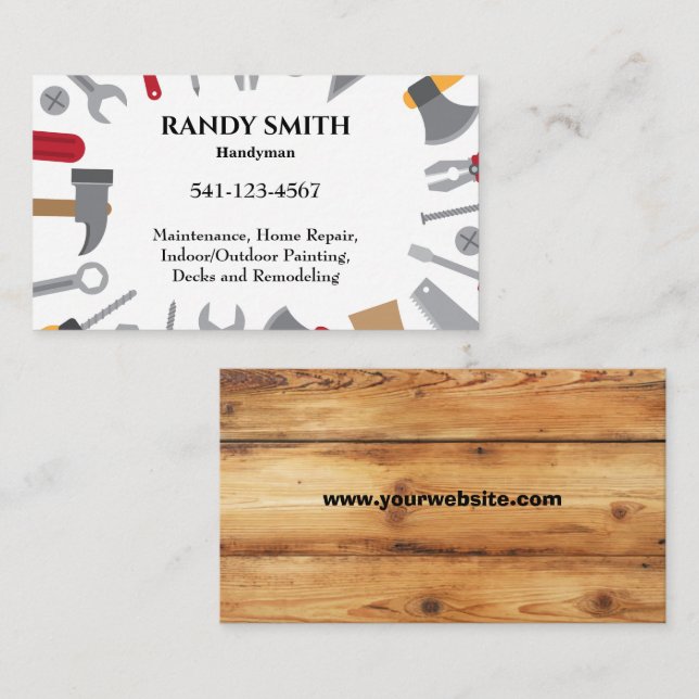 Cute Tool Handyman Maintenance Repair Business Car Business Card (Front/Back)