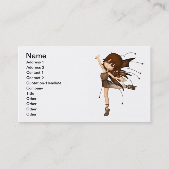 Cute Toon Autumn Fairy Business Card (Front)