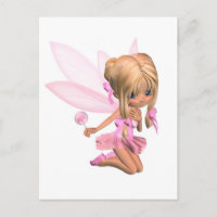 Cute Toon Ballerina Fairy in Pink - kneeling