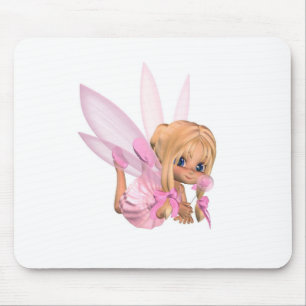 Cute Toon Ballerina Fairy in Pink - lounging Mouse Mat