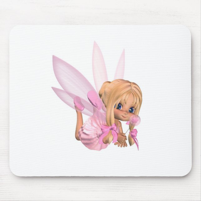 Cute Toon Ballerina Fairy in Pink - lounging Mouse Mat (Front)