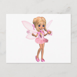 Cute Toon Ballerina Fairy in Pink - standing Postcard