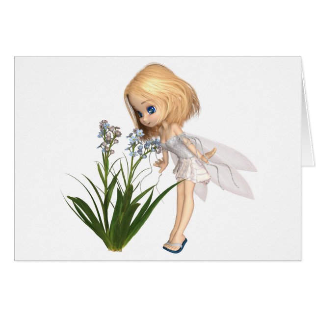 Cute Toon Blonde Forget-Me-Not Fairy (Front Horizontal)
