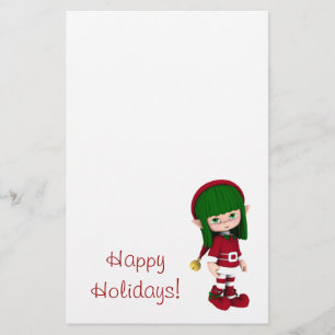Cute Toon Elf Holiday Stationery