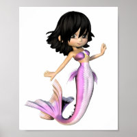 Cute Toon Purple Mermaid