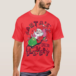Cute toon Santas Special Delivery Snowmobile T-Shirt