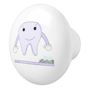 Cute Tooth and Toothbrush Ceramic Knob