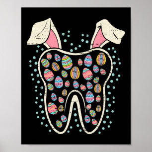 Cute Tooth Bunny Easter Funny Teeth Dentist Dental Poster